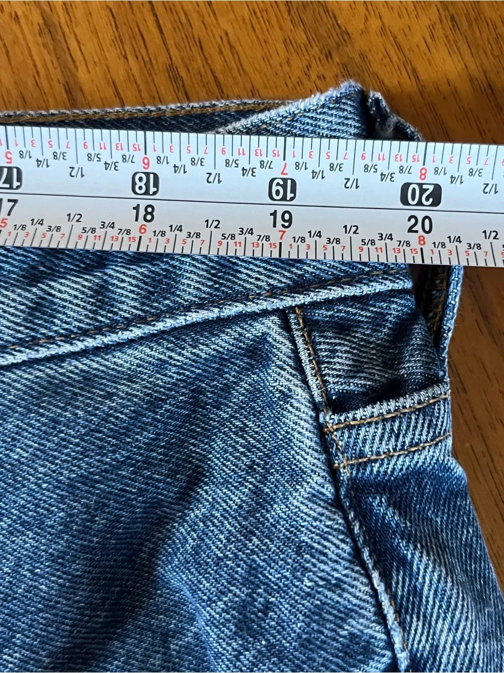 AGOLDE Blue Parker Long Denim Shorts Size 34 Raw Hem Distressed Organic Cotton